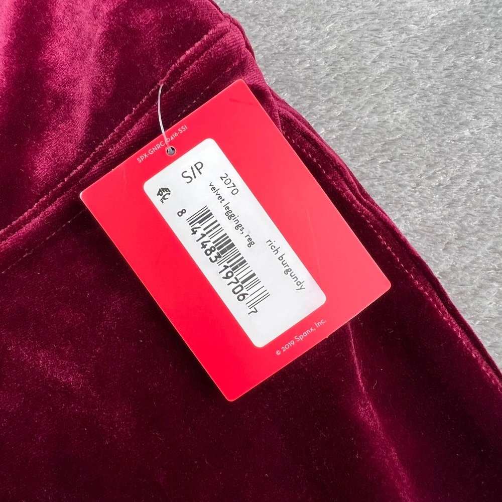Spanx Velvet Leggings Womens Small Rich Burgundy Solid High Waisted Luxe Stretch - Picture 4 of 12